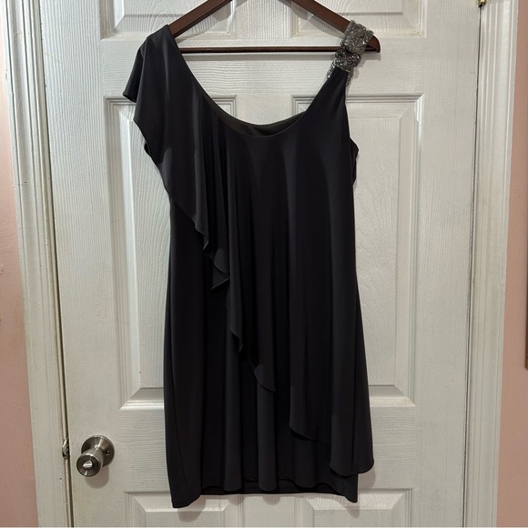 Betsy & Adam Dress Metallic Shoulder Strap 'Made In The USA' Black Size 8 - Picture 2 of 7